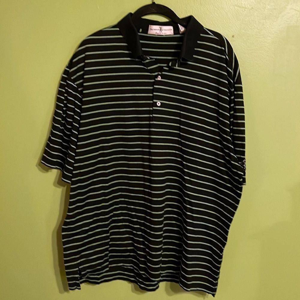 Fairway & Greene Black & Green Striped Men’s Golf Polo Shirt Size XL